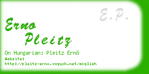 erno pleitz business card